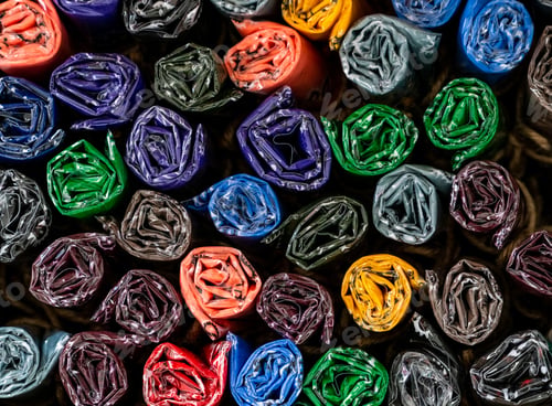 Preview: Colorful rolled and tied scarf. Hand made for gifts at souvenir shop. Rolled up handkerchiefs