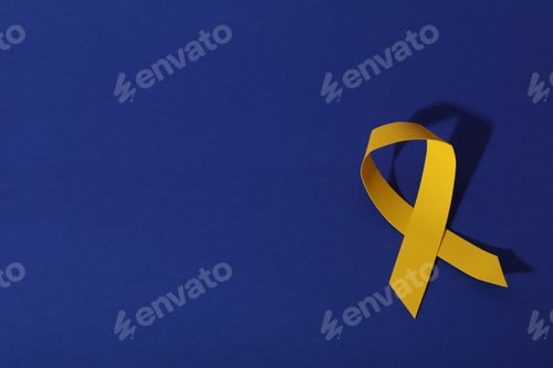 Preview: Yellow paper ribbon on a blue background