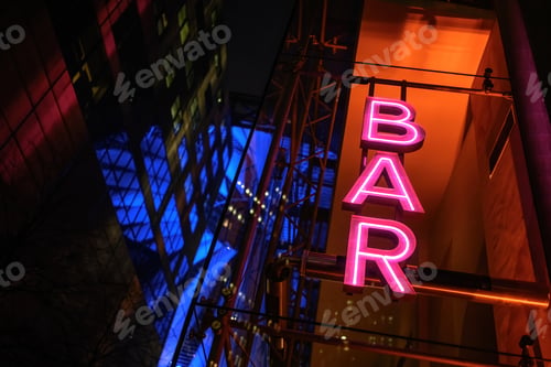 Preview: Colourful neon signboard bar lightning