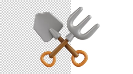 Preview: Pitchfork and Shovel Farm Garden Tools