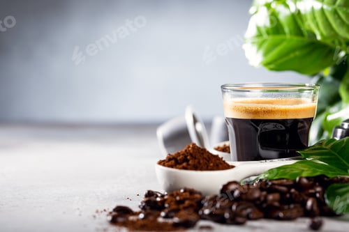 Preview: Coffee in glass cup