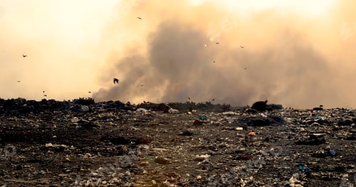 Preview: Landfill with burning trash piles