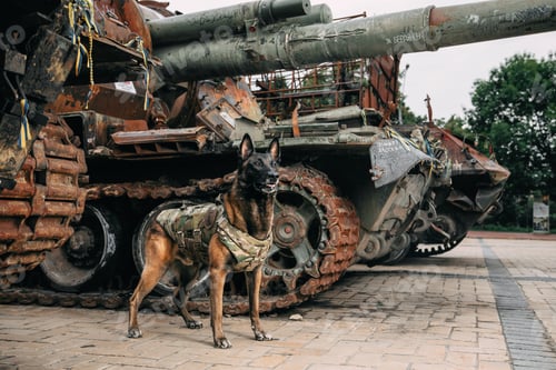 Preview: Malinois Dog in Bulletproof Vests. Working dog. Dog guard. Police and army dog.