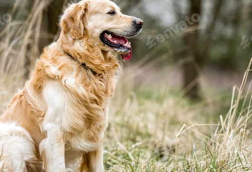 Preview: Adorable Golden Retriever dog outdoors