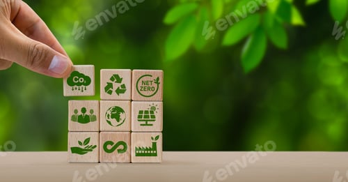 Preview: concept of carbon credit reducing carbon emissions Zero net greenhouse gas emissions target