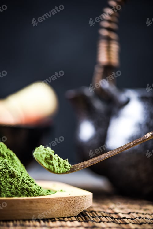 Preview: Close up view on green Matcha tea