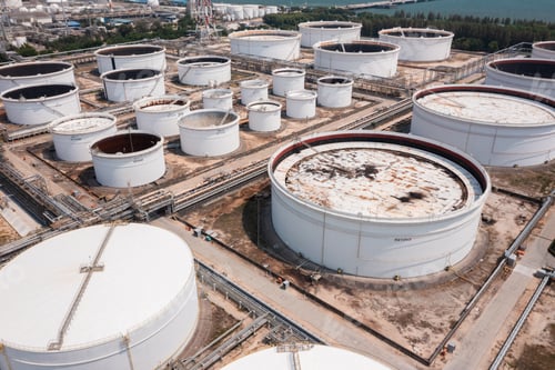 Preview: Aerial View of Storage Tanks in Oil Refinery