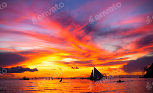 Preview: Sailing boat to the sunset