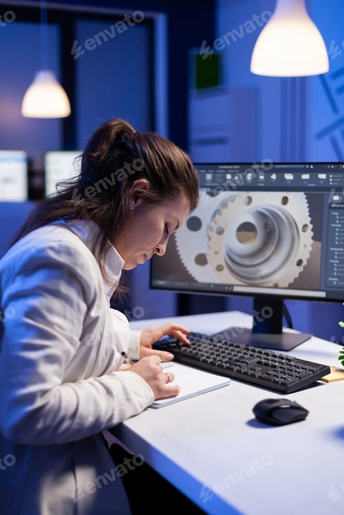 Preview: Woman engineer architect working in modern cad program