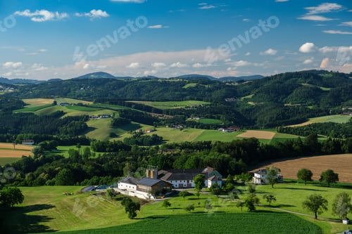Preview: Scenic shot of the view along the trail of Schlosserweg in Grein, Austria