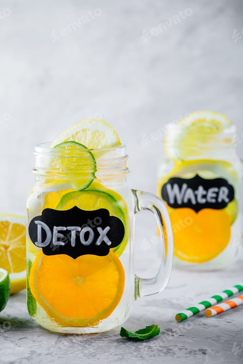 Preview: Infused detox water lemonade with orange, lemon and lime.