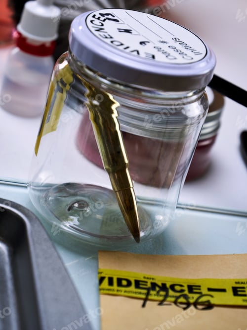 Preview: Criminalistic Laboratory, Bullet shell analysis, conceptual image