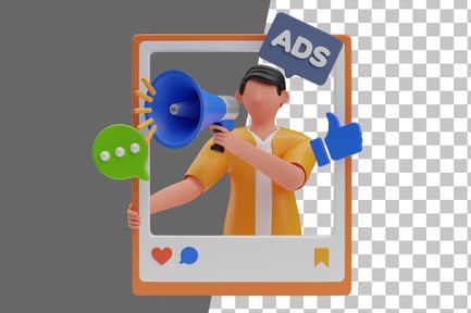 Preview: Social Advertising 3D Illustration