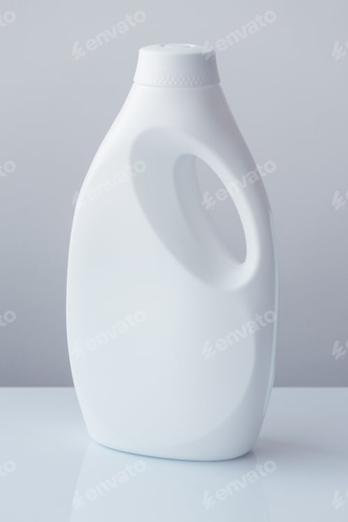 Preview: White plastic bottle container for liquid detergent