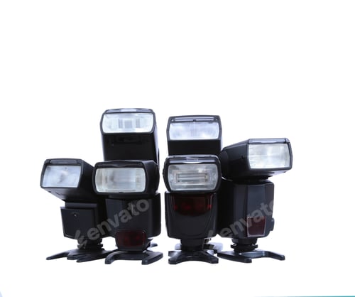 Preview: Photo camera flashes isolated on white