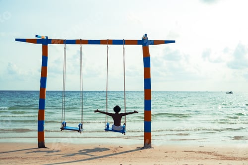Preview: Happy man enjoying water sports, sunshine, the beauty of the ocean for the perfect vacation escape