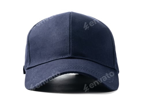 Preview: Navy Blue Baseball Cap on a White Background With Clear Lighting
