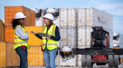 Preview: Engineer or dockworker working in the construction container dock yard checking and inspection conta