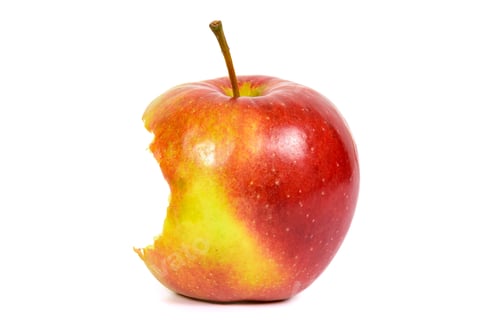 Preview: Bitten red apple on white background