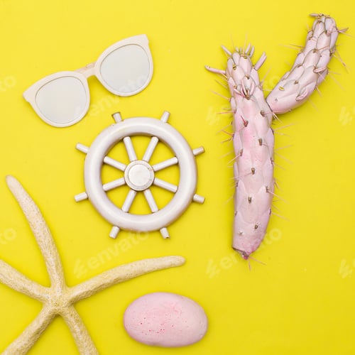 Preview: Ocean, beach, tropical mood. Minimal art set