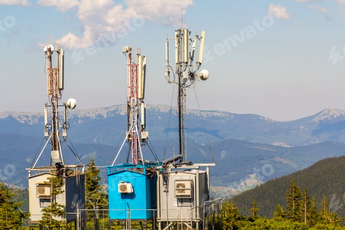 Preview: Mobile telecommunication tower or cell tower with antenna and electronic
