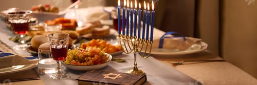 Preview: Header with Lit Candles and Torah