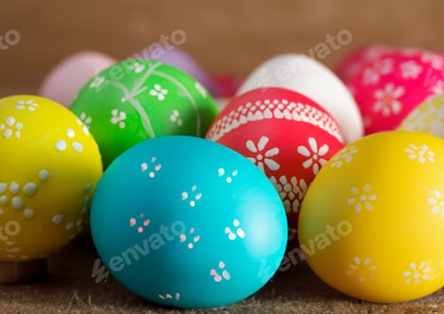 Preview: Colorful Easter eggs background. holiday, Easter background.