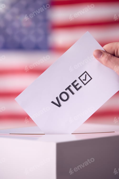 Preview: Ballot Being Cast in Front of American Flag
