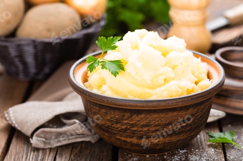 Preview: Mashed potato. Potato mash with butter and milk. Boiled potato. Potato puree
