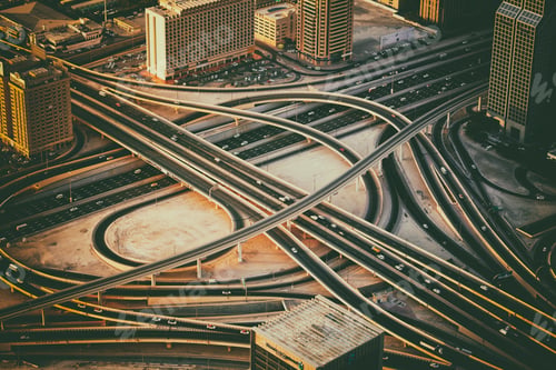 Preview: Cross roads in Dubai, UAE. Modern urban infrastructure.