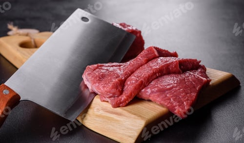 Preview: Fresh raw meat to make delicious juicy steak with spices and herbs