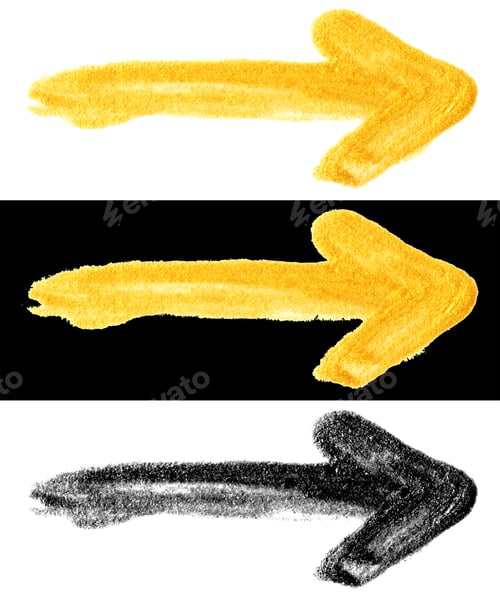Preview: hand drawn gold and black colors painted smear arrows