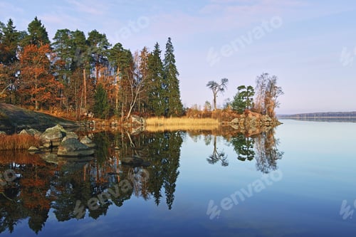 Preview: Autumn nature of Northern Europe in sunny day.
