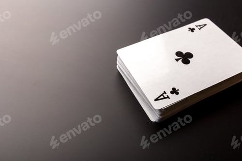 Preview: poker chips and cards on black background