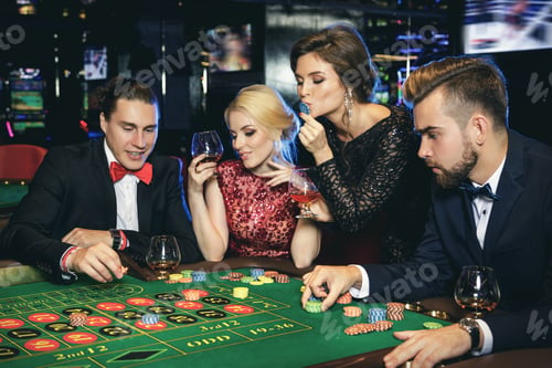 Preview: Young and rich people playing roulette in the casino