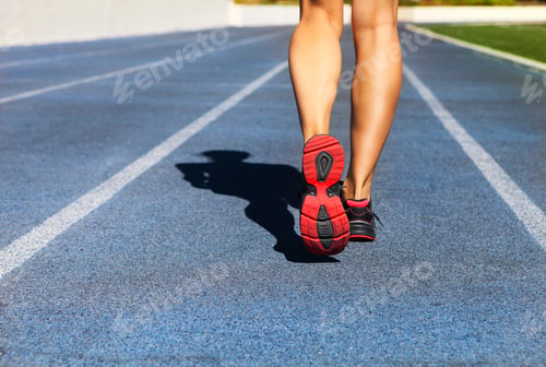 Preview: Athlete runner feet down stadium track
