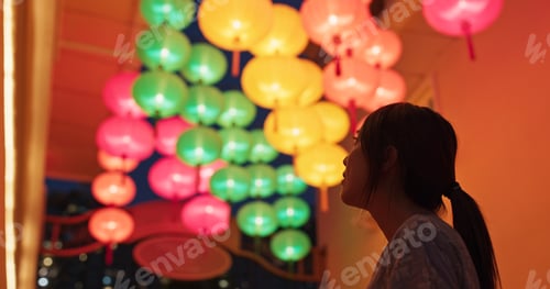 Preview: Woman look at the chinese lantern at night