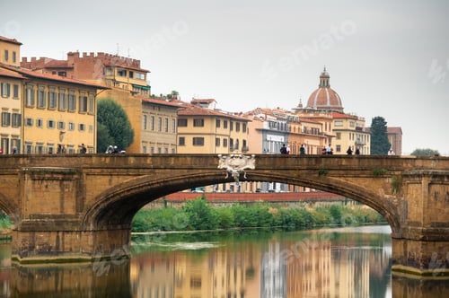 Preview: Bridge of the Holy Trinity Ponte Santa Trinita on the Arno river in Florence. italian
