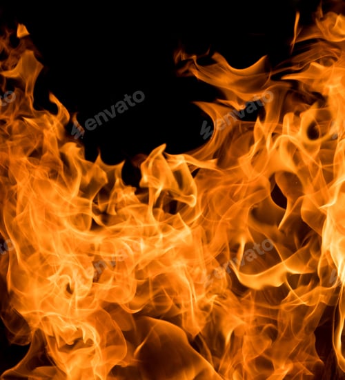 Preview: Flames of fire on black background