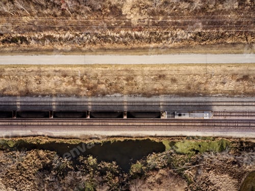 Preview: Birds eye view shot of an old abandoned railroad