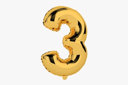 Preview: Golden Foil Number Three Balloon