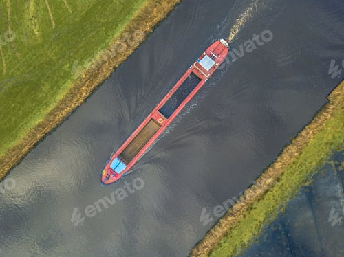 Preview: Top view of inland cargo ship