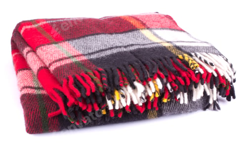 Preview: Soft and warm folded wool plaid with fringe