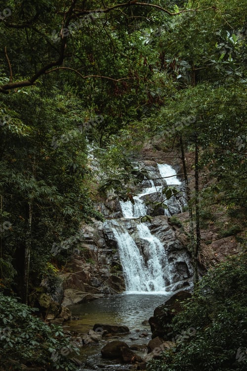 Preview: Beautiful Lampi Waterfall in Rainforest of Thailand