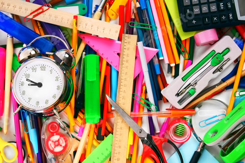 Preview: Stationery and alarm clock.