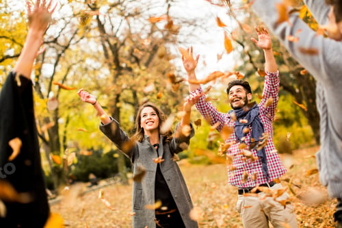Preview: Young people having fun in the autumn park