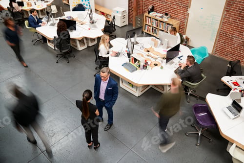 Preview: Overhead View Of Busy Modern Open Plan Office