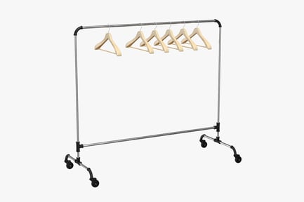 Preview: Silver Metal Clothing Rack with Wooden Hangers