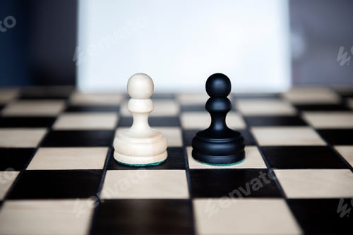 Preview: Chess pieces-two equally powerful adversaries facing each other