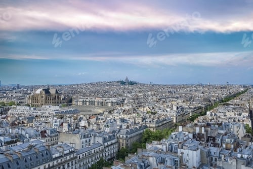 Preview: Paris, aerial view of the city, with Montmartre